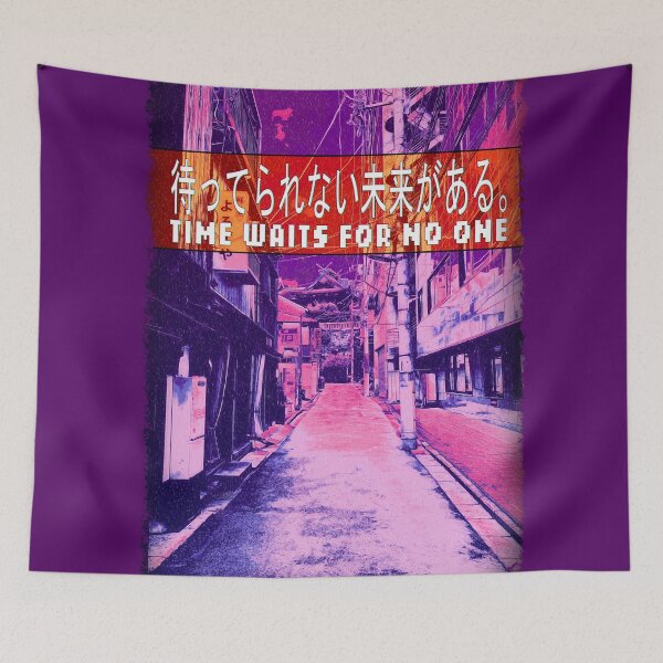 Item preview, Time Waits For No One - Sad quote with streetscape background. designed and sold by RabbitLair.