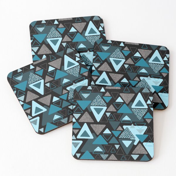 Item preview, Abstract geometrical triagle surface pattern blue black designed and sold by PurrfectCorner.