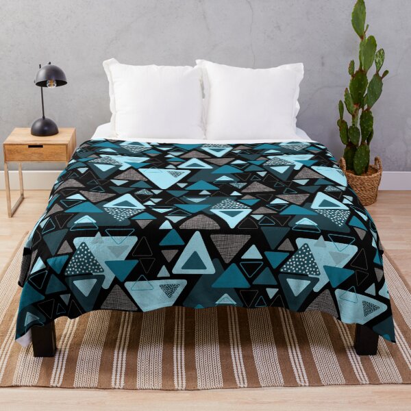Item preview, Abstract geometrical triagle surface pattern blue black designed and sold by PurrfectCorner.