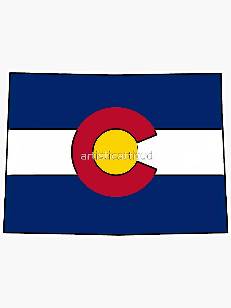 Colorado Flag State Shape Outline Sticker By Artisticattitud Redbubble