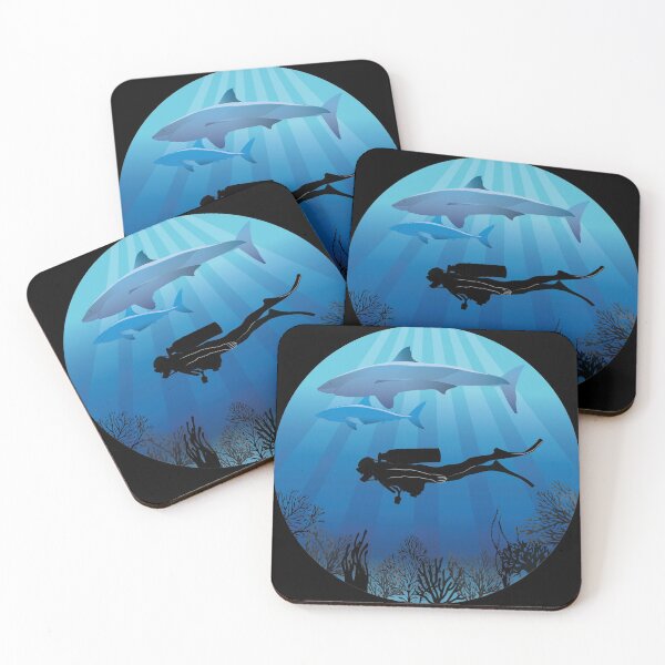 Item preview, Shark Diving Deep Water Sea Life designed and sold by TheInkElephant.
