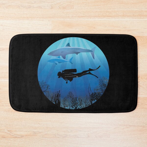 Item preview, Shark Diving Deep Water Sea Life designed and sold by TheInkElephant.