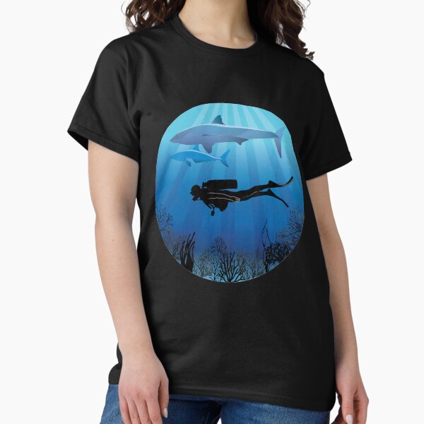 Item preview, Shark Diving Deep Water Sea Life designed and sold by TheInkElephant.