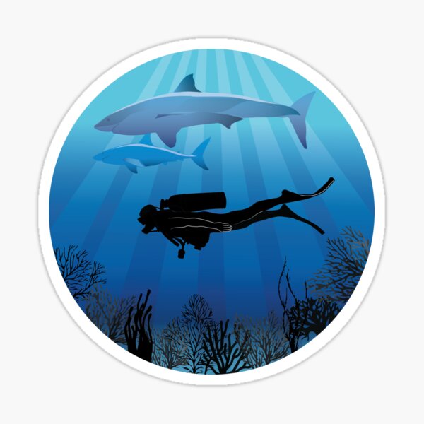 Item preview, Shark Diving Deep Water Sea Life designed and sold by TheInkElephant.