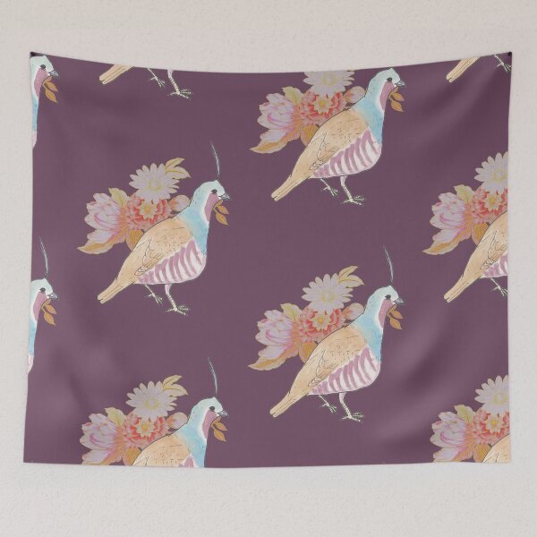 Item preview, Mountain Quail floral bird art designed and sold by TheWaterBirds.