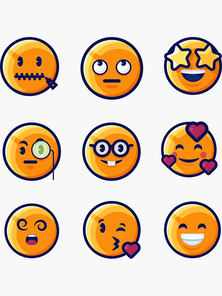 "Unique And Funny Emojis" Sticker by lodarohit Redbubble