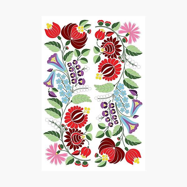 Kalocsa flowers, bright colours / Kalocsai virágok, élénk színek Photographic Print