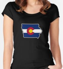 Iowa outline Colorado flag Women's Fitted Scoop T-Shirt