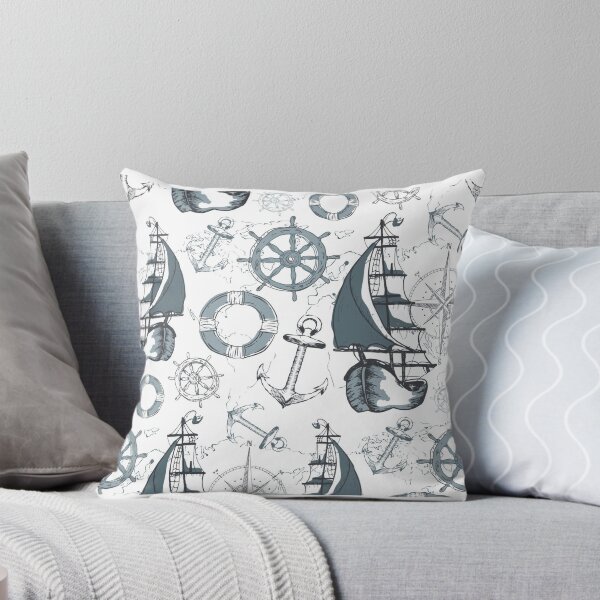 Item preview, Beautiful nautical maritime pattern with anchor, steering wheel, ship, compass rose designed and sold by Shirtey.