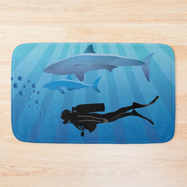 Item preview, Shark Diving Deep Water Sea Life Square designed and sold by TheInkElephant.