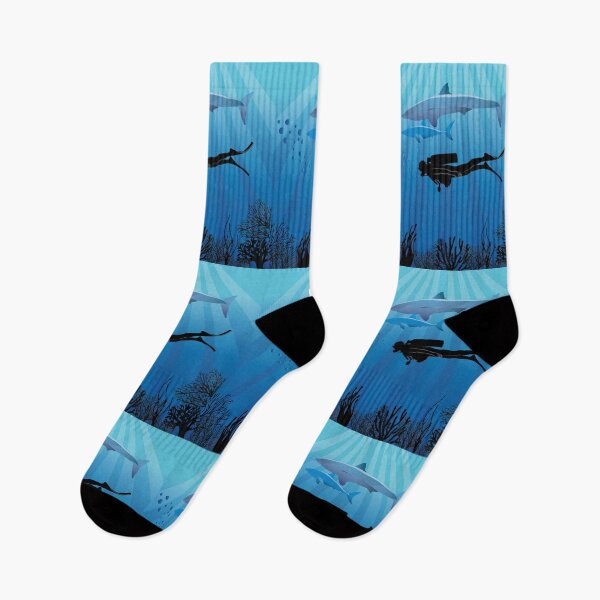 Item preview, Shark Diving Deep Water Sea Life Square designed and sold by TheInkElephant.