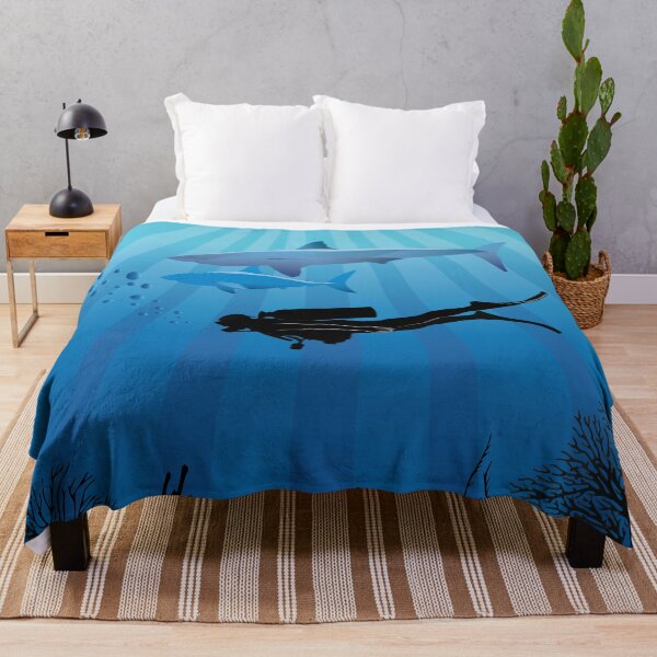 Item preview, Shark Diving Deep Water Sea Life Square designed and sold by TheInkElephant.