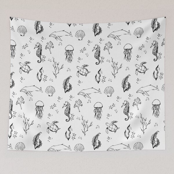 Item preview, Ocean Animals and Plants | Line Art Pattern designed and sold by Lizzamour.