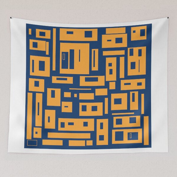 Item preview, Yellow patterns on blue background designed and sold by jsebouvi.