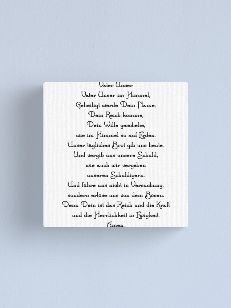 Our Father prayer in German Canvas Print for Sale by Lupappdesigns