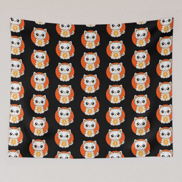 Item preview, Kawaii Bitcoin Cat HODL Crypto Coin Orange Sunset designed and sold by ThreadsNouveau.
