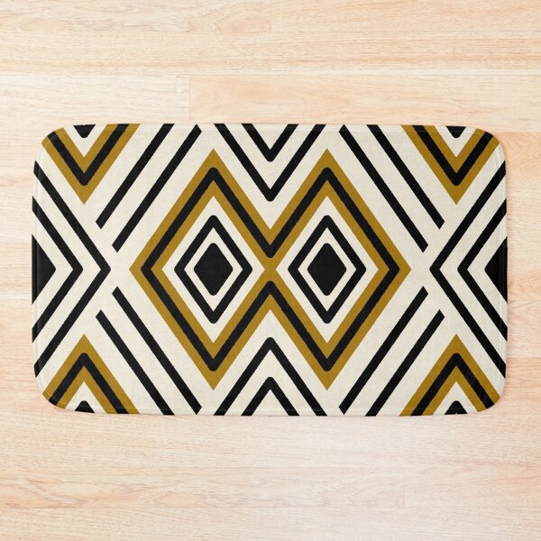Item preview, Black and ochre tribal diamonds and stripes -  abstract on neutral designed and sold by misentangled.