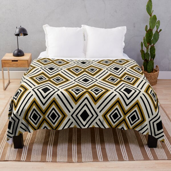 Item preview, Black and ochre tribal diamonds and stripes -  abstract on neutral designed and sold by misentangled.