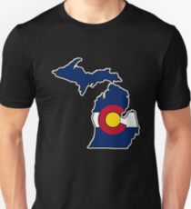 Michigan outline Colorado flag Unisex T-Shirt