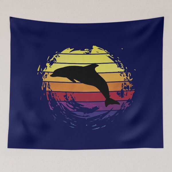Item preview, Dolphin sea animal on retrostyle retro background designed and sold by ChatterFox.