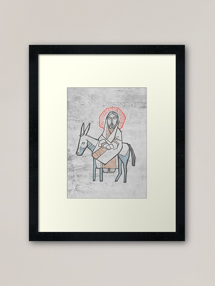 Thumbnail 2 of 7, Framed Art Print, Jesus Christ on a donkey, entering to Jerusalem designed and sold by Bernardo Ramonfaur.