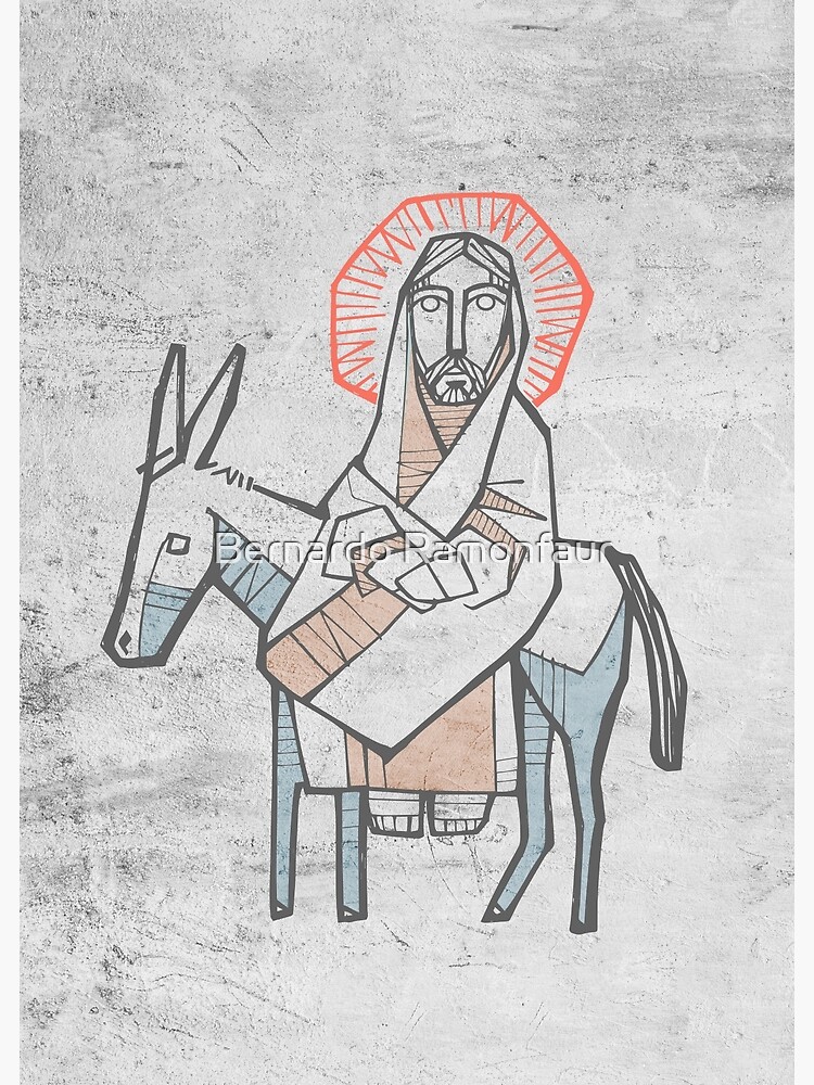 Thumbnail 7 of 7, Framed Art Print, Jesus Christ on a donkey, entering to Jerusalem designed and sold by Bernardo Ramonfaur.