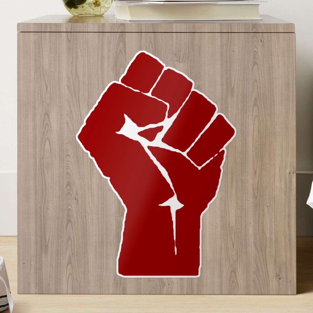 red-raised-fist-punk-radical-revolution-leftist-socialist-anarchist-social-justice-sticker-for-sale-by-spacedoglaika-redbubble