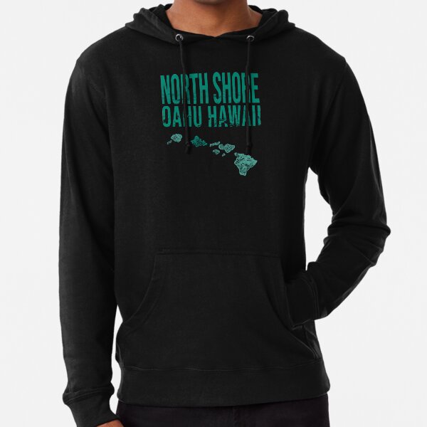 Hawaii Oahu North Shore Hawaiian Islands Map Lightweight Hoodie
