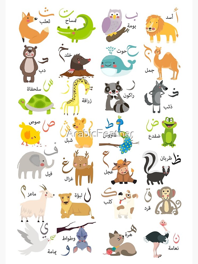 Arabic Alphabet Animals Spiral Notebook By ArabicFeather Redbubble   Flat,750x,075,f Pad,750x1000,f8f8f8 