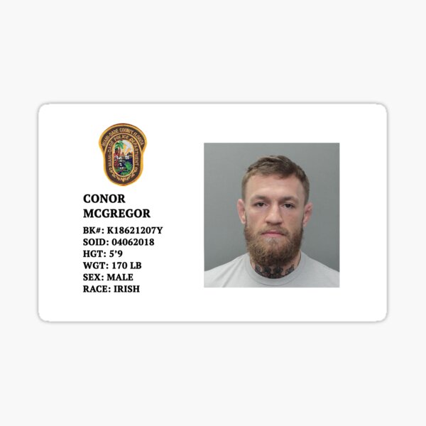 "Conor Mcgregor Mug Shot" Sticker For Sale By Warkos | Redbubble