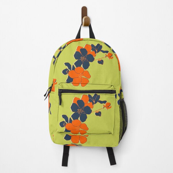 Item preview, Modern Cherry Blossom Flowers in Navy and Orange on Wild Willow  designed and sold by MFGB-Creations.