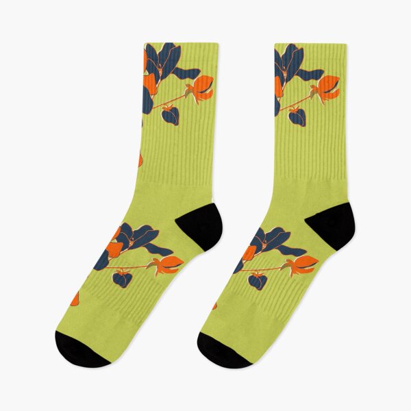Item preview, Modern Cherry Blossom Flowers in Navy and Orange on Wild Willow  designed and sold by MFGB-Creations.