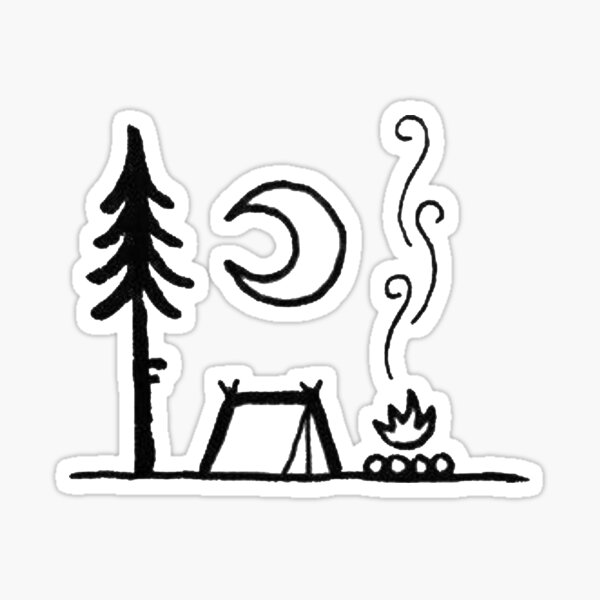 Vista previa del artículo con la obra «Fogata en el bosque», diseñado y vendido por Sticker Store.