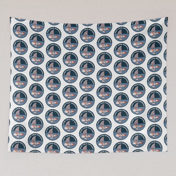 Item preview, Keep your distance fish with shark fin dark blue designed and sold by Redinsart.