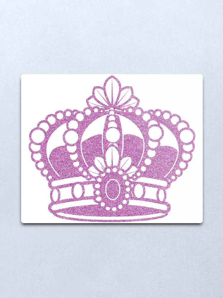 Pink Glitter Crown Metal Print By Colibriart Redbubble - floating pink crown roblox
