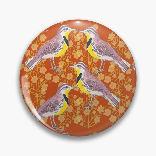 Item preview, Eastern Meadowlark floral bird pattern designed and sold by TheWaterBirds.