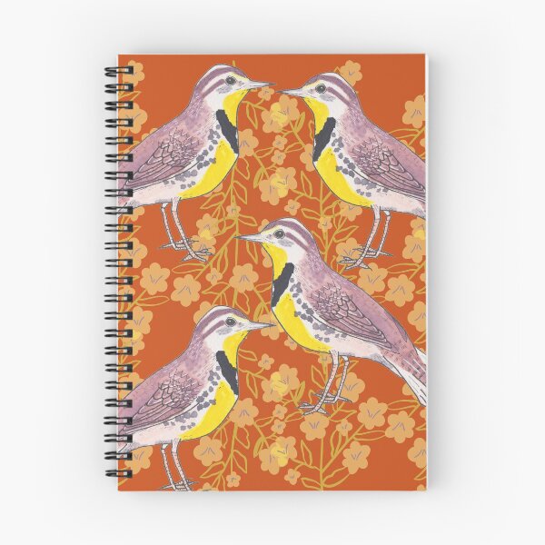 Item preview, Eastern Meadowlark floral bird pattern designed and sold by TheWaterBirds.