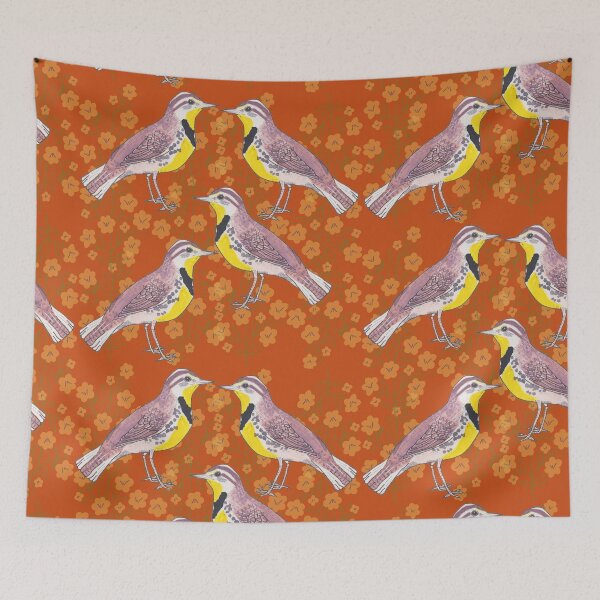 Item preview, Eastern Meadowlark floral bird pattern designed and sold by TheWaterBirds.
