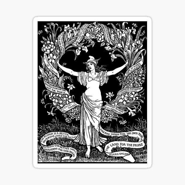 Item preview, Garland For May Day Red - Refinished Walter Crane, Socialist, Socialism, Leftist, Anarchist, Labor Rights designed and sold by SpaceDogLaika.