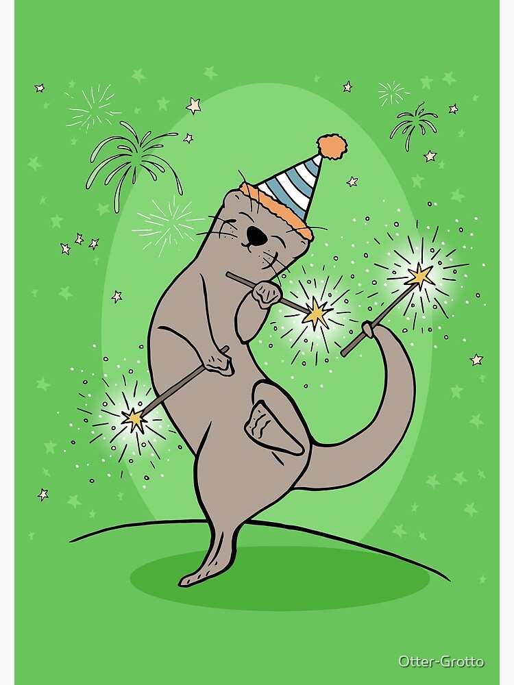 Otter Celebrating with Firecrackers and Sparklers by Otter-Grotto