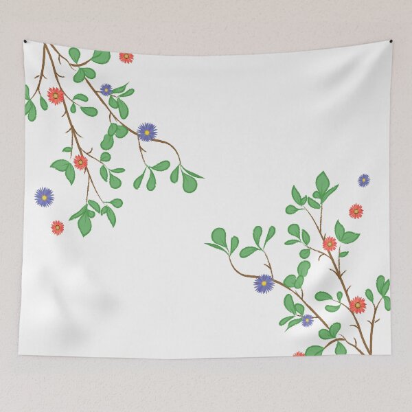 Item preview, Delicate Minimalistic Branches with Leaves and Flowers | White Background designed and sold by Lizzamour.