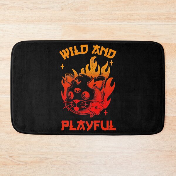 Item preview, WAP Wild and Playful Cool Cat Biker Purring And Playing Evil Wittle Red and Orange Fireball of Furry Fury Art (black background) designed and sold by TeachUrb.