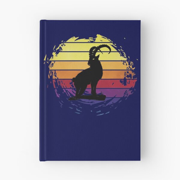 Item preview, Capricorn on a hill animal on retrostyle retro background designed and sold by ChatterFox.