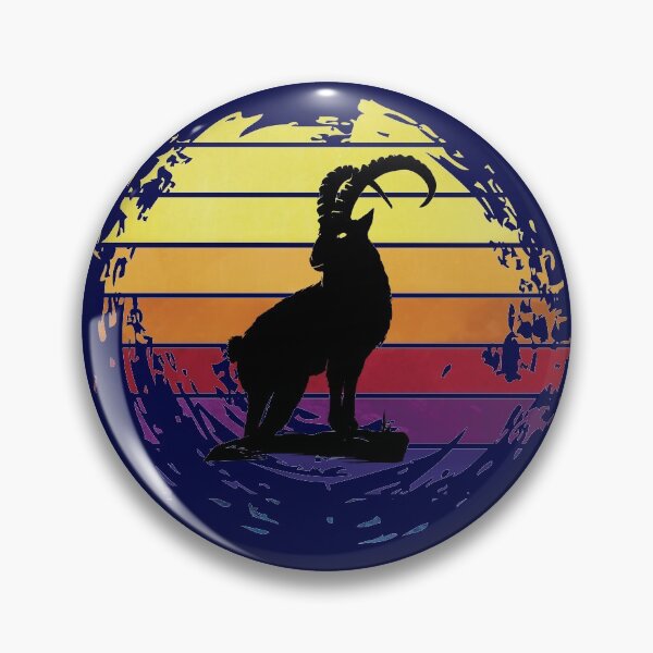 Item preview, Capricorn on a hill animal on retrostyle retro background designed and sold by ChatterFox.