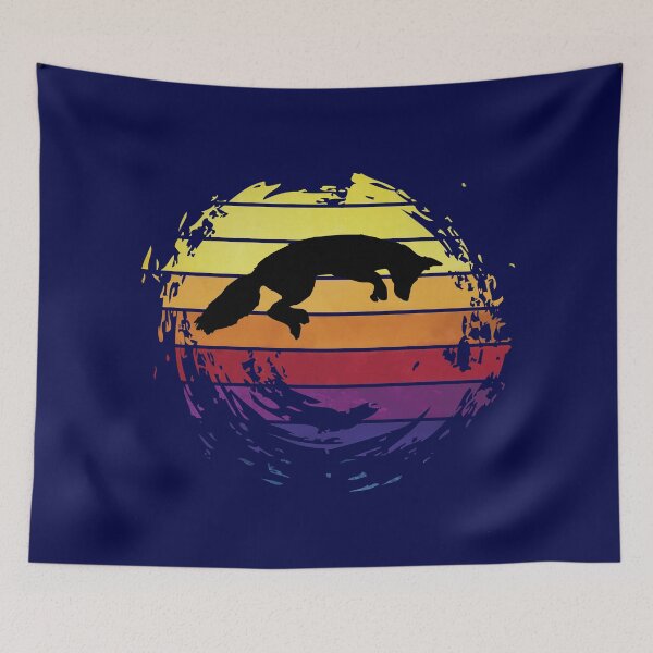 Item preview, Jumping fox animal on retrostyle retro background designed and sold by ChatterFox.