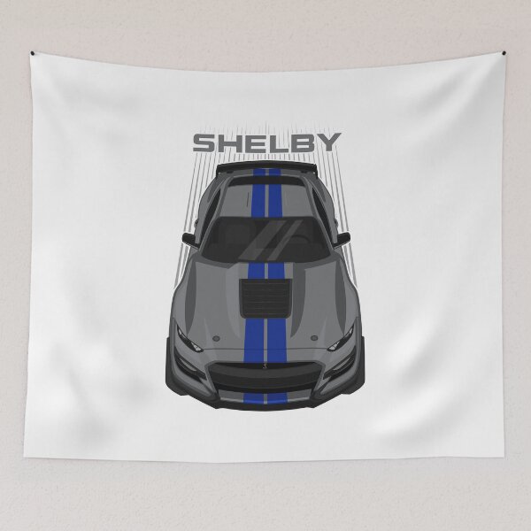 Item preview, Ford Mustang Shelby GT500 2020-2021 - Magnetic Grey - Blue Stripes designed and sold by V8social.
