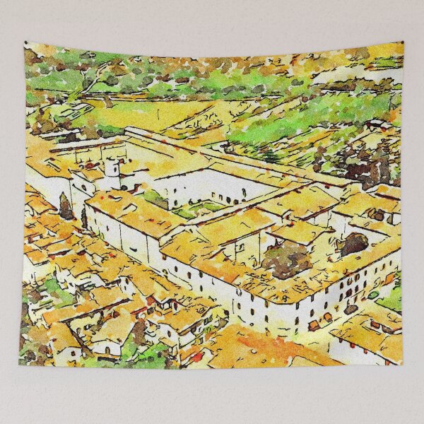 Aperçu de l'œuvre Fognano: vue aérienne du village avec monastère créée et vendue par Giuseppe Cocco.