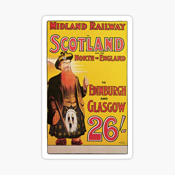 Railway travel to Scotland advert, higlander Sticker