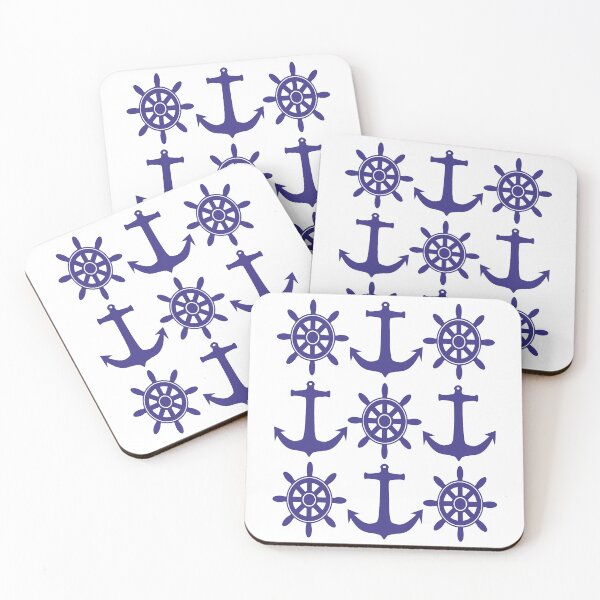 Item preview, Sailing design including Ships Wheels and Anchors in Nautical Blue designed and sold by ajtechdesigns.