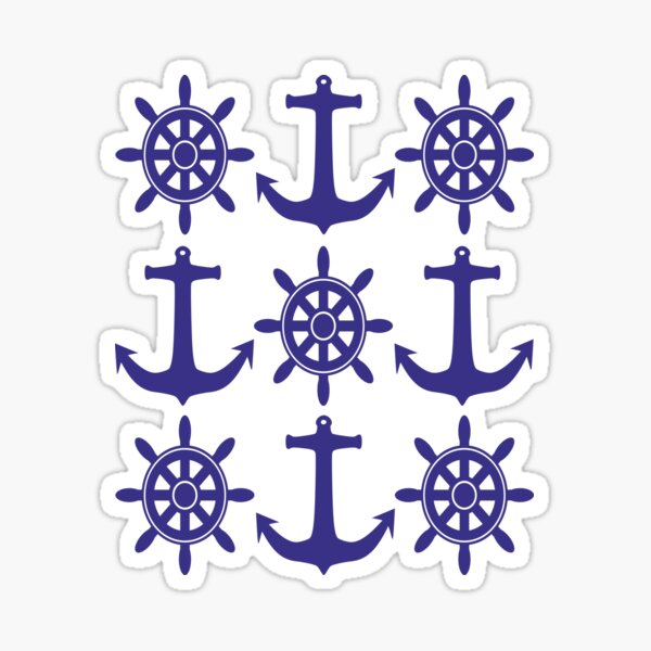 Item preview, Sailing design including Ships Wheels and Anchors in Nautical Blue designed and sold by ajtechdesigns.